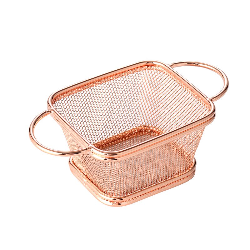 Cesta de malla densa de doble oreja pequeña (oro rosa)