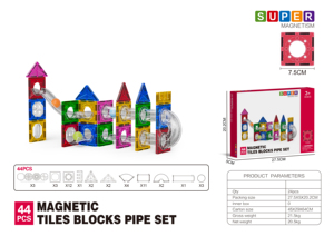OEM ODM personalizado DIY colorido tubo niños azulejos juegos de bloques de construcción educativos imanes magnéticos mármol ejecutar azulejos bloques - Product Image 4
