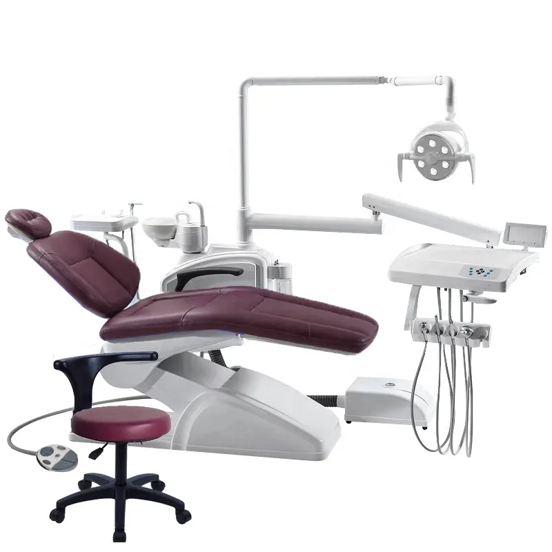 Silla dental de cuero auténtico de lujo a la venta/silla de odontología para operación de mano izquierda/instrumento de silla dental de China