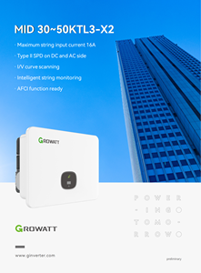 Growatt Inversor solar estándar de la UE 30Kw 40Kw 50Kw 16A Corriente de entrada Salida de CA Protección IP65 para Grid Sun Power System