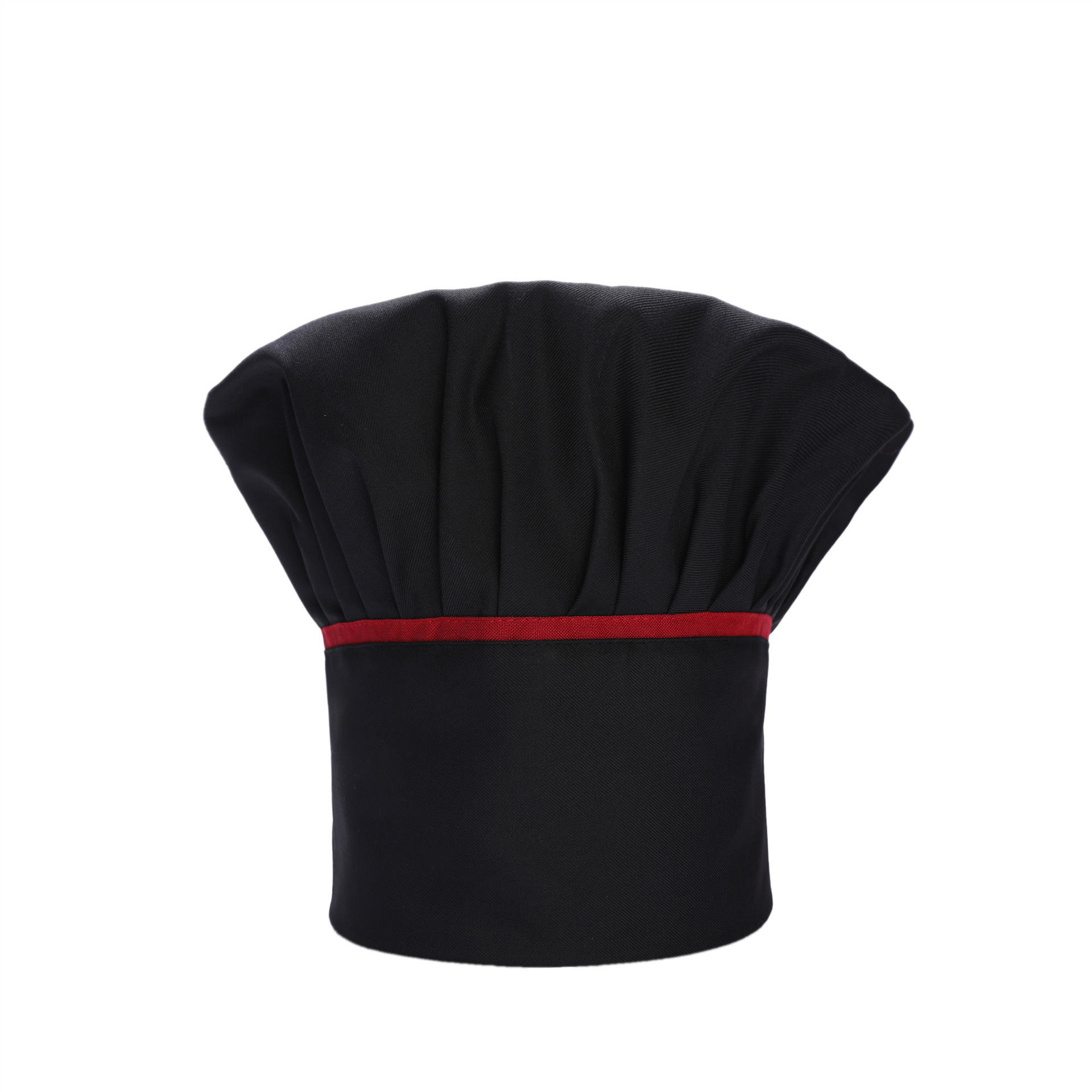 Chapeau haut rond noir bordé de rouge