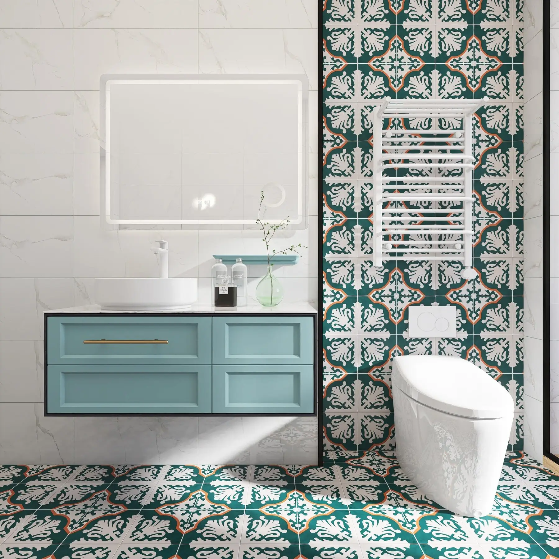 GUCI 200*200 ceramic bathroom wall floor tile low absorption Moroccan Mandala porcelain decoration