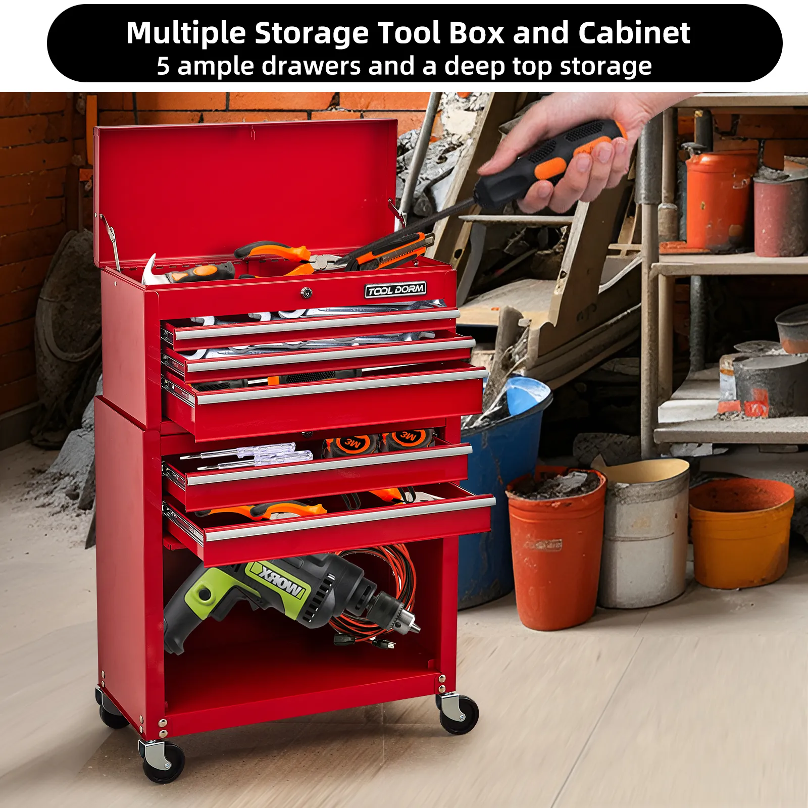 Gereedschapskast Zware Werkplaats Gereedschapskist & Gereedschap Trolley 5 Laden Garage Organizer & Gereedschap Opslag