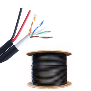 EXC açık utp cat5e cat6 kablo bakır cat6 ağ kablosu 2c güç elektrik teli ile güvenlik kamerası güvenlik sistemi için - Product Image 1