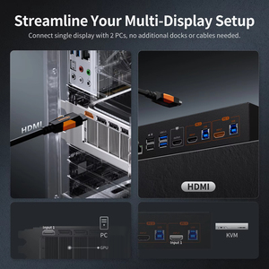 TESmart Conmutador KVM de 2 Puertos USB 3,0 HDMI 8K 60HZ para 2 Ordenadores 1 Monitor Soporte Red Gigabit EDID 4K 144HZ KVM Gaming Dock - Product Image 4