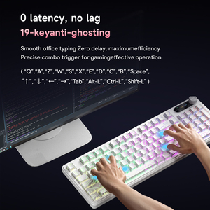 FURYCUBE 98 teclas desmontable con cable inalámbrico impermeable membrana mecánica sensación teclado RGB luz blanca contorno con perilla de pantalla - Product Image 4