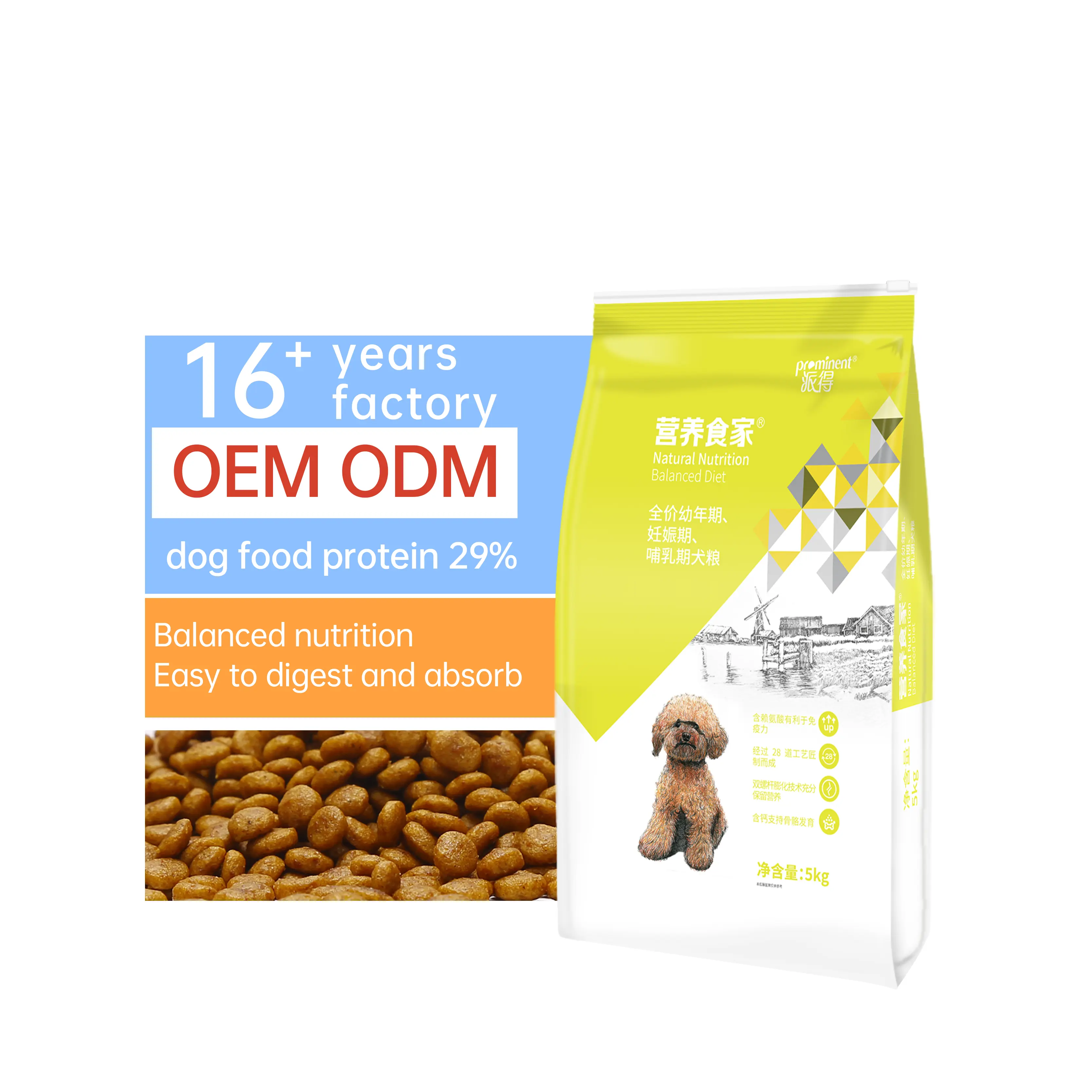 OEM ODM Venta caliente de alta proteína comida para gatos Natural comida para perros forma redonda Premium nutrición cachorro comida para perros
