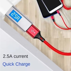 <strong>1</strong>.2M Fast Charging <strong>2</strong> <strong>in</strong> <strong>1</strong> Usb Charging Data Retractable Multi Braided Nylon Phone Charger Cable for IP Android - Product Image 2