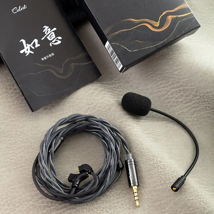 Celest Stereo 3.5Mm Mic Audio Hifi Power Cable DIY Iem Gaming Earphone Headphones Reel Cable 2 Pin Wire
