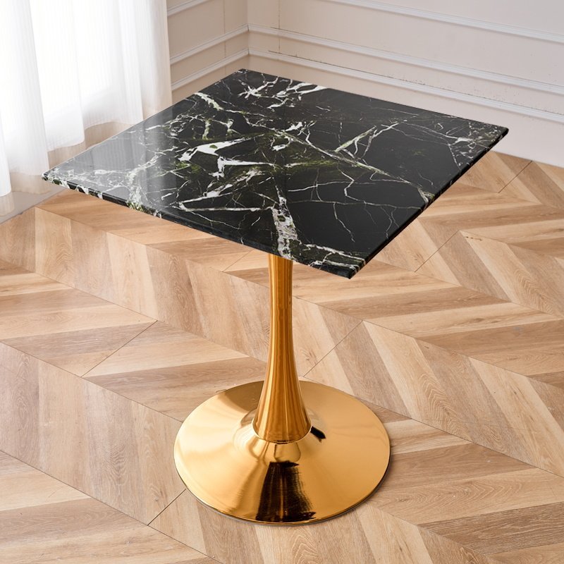 Jade verde/mesa cuadrada-estante de cuerno chapado en oro