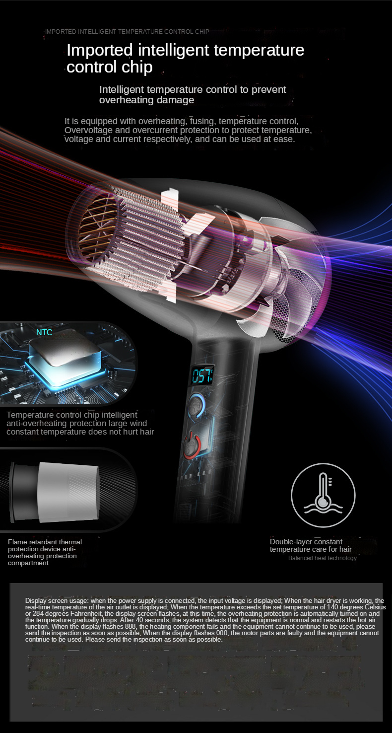 Fashion and popular style 2021 latest salon Negative Ion hair dryer household hair dryer for home travel hotel