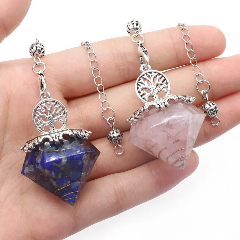 Newest Diamond Pendulum Pendant Hanging Ornament Natural Crystal Quartz Stone For Spiritual Meditation