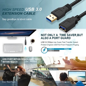 สายดาต้าต่อขยาย3.0 USB พร้อมขั้วต่อสีทองความเร็วสูงสีดำสีน้ำเงิน USB3.0 M/m/f สำหรับเครื่องพิมพ์คอมพิวเตอร์กล้องเมาส์คีย์บอร์ด - Product Image 3