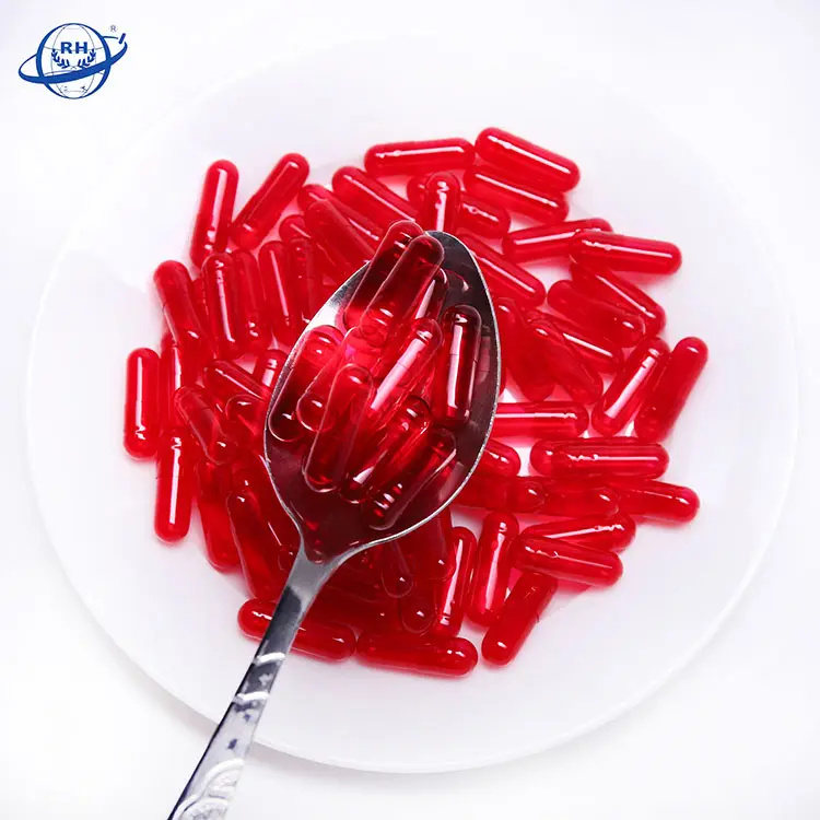 Capsule di gelatina dura all'ingrosso capsula vuota in gel rosso trasparente taglia 1 separata