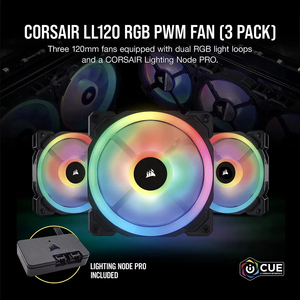 コルセアLL120 RGB LEDファン照明ノード付きPRO限定時間割引コンピューター用コンピューターケースホワイトカラー - Product Image 2