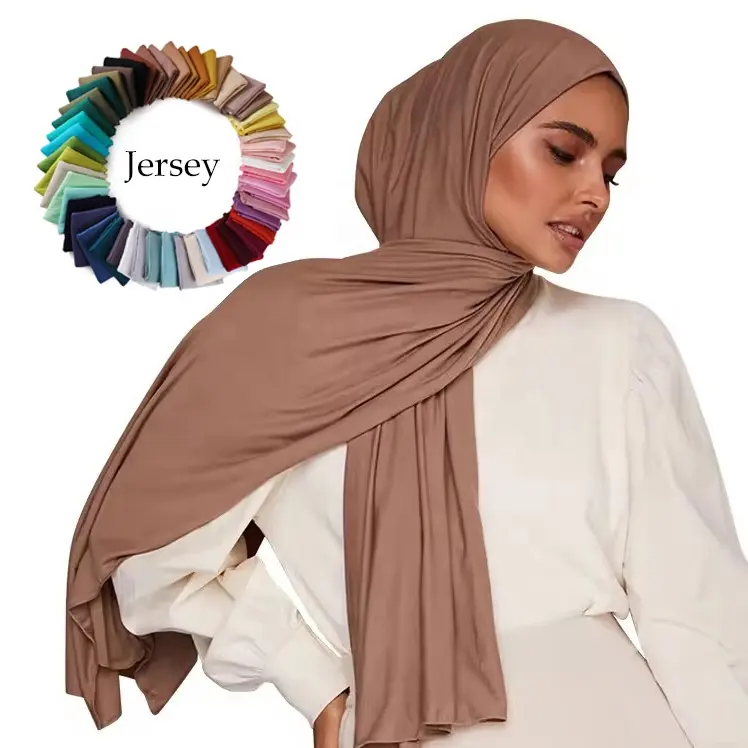 Premium stretchy cotton jersey hijab scarf for Muslim women high quality breathable shawls sjaal jersey scarf