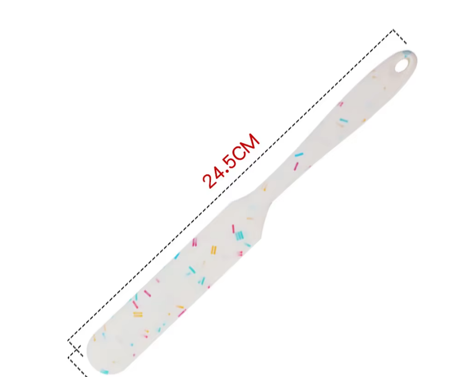 Spatule longue et fine à paillettes blanches, 24,5 cm.