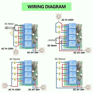 ユニバーサルワイヤレスリモコンリレーDC 6 ~ 30V 4CH RF433Mhz家庭用レシーバーガレージゲートドアTVラジオコントロール - Product Image 3