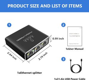 Splitter di rete 4 porte Gigabit RJ45 1000Mbps 1 a 4 modi funzione POE LAN Ethernet accoppiatore per 4 dispositivi Online contemporaneamente - Product Image 2