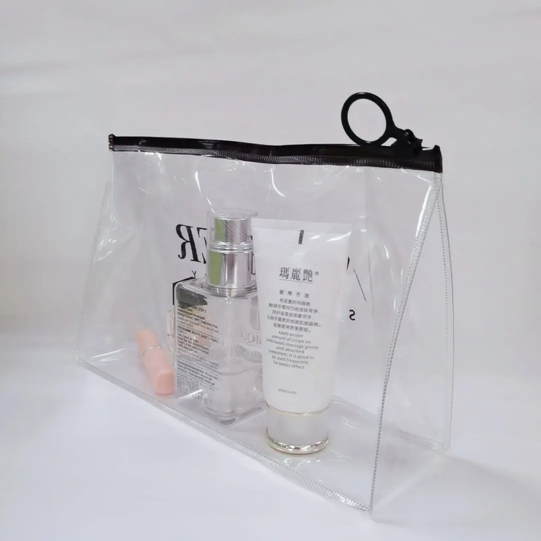 カスタムデザイン収納バッグ大型ジッパーホログラフィックジップロックバッグジッパー付き透明PVC化粧品バッグ