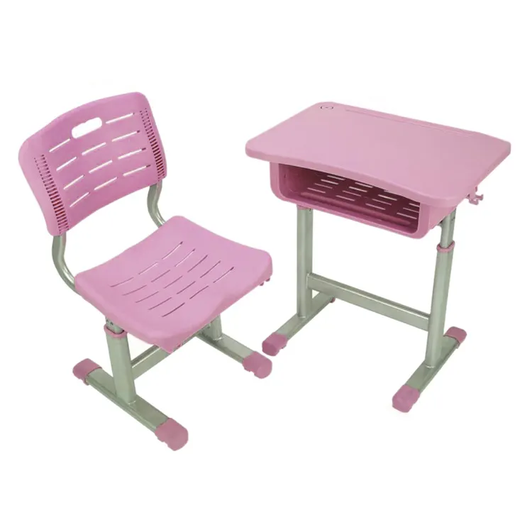 Plastic single school desk and chair