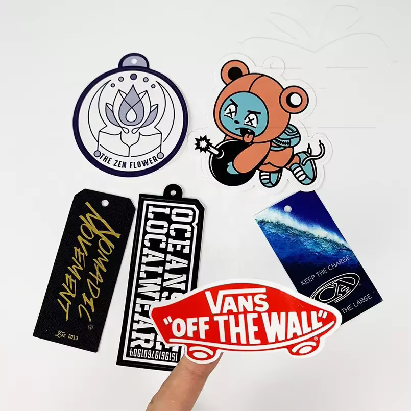 Custom hang tag vinyl sticker example B3