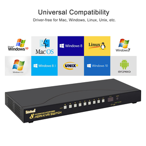 JideTech USB <strong>KVM</strong> <strong>Switch</strong> 8 Port up to 4K@60Hz Resolution with USB 3.0 Hub RS232 <strong>Switch</strong> Support Hotkey Mouse Switching for Linux - Product Image 6
