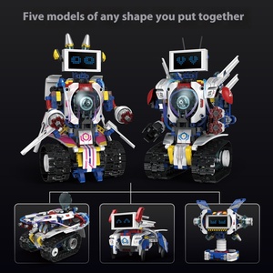 Robot de deformación eléctrica para niños, ensamblaje DIY, rompecabezas, bloques de construcción, programación, juegos de iluminación, Material plástico incluido