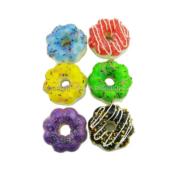 Expositor de pastel falso de esponja de plástico, decoración magnética para nevera, mezcla de 6 diseños, pastel de rosquilla artificial
