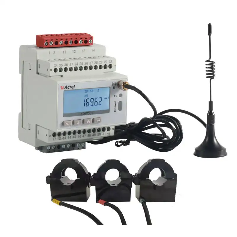 Acrel rail din Lorawan AU915MHz AS923MHz EU868MHz Option compteur d'électricité intelligent sans fil 3 phases avec capteur de courant 3 pcs 100A