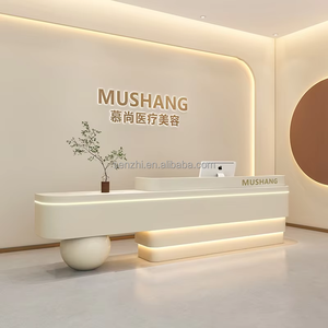 Bàn tiếp tân đơn giản với trụ tròn, ghế đá cẩm thạch, đèn nhiều màu sắc, quầy salon, bàn tiếp tân trang sức với thiết kế mới lạ - Product Image 3