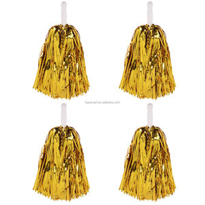סיטונאי אישית זהב לעודד חוליה pompoms זהב מתכתי pom poms