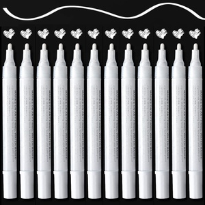 Rotuladores de pintura acrílica, juego de rotuladores permanentes blancos para Rocas, a base de agua prémium personalizado, 12 Uds.
