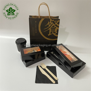 ที่กำหนดเองสีดำย่อยสลายได้ทิ้งซูชิกล่องกระดาษที่มีหน้าต่าง - Product Image 2