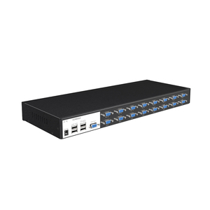 Video 16 puertos USB 2,0 VGA KVM Switcher + Cables, Rackmount VGA USB KVM Switch 16 en 1 salida