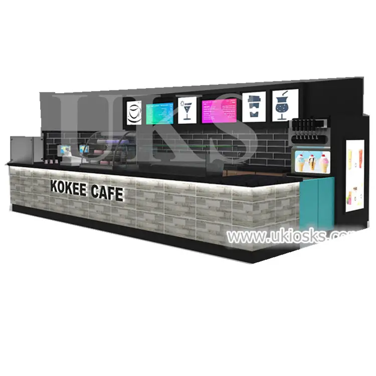 Popüler kabarcık çay Kiosk tasarım süt çay dükkanı konteyner suyu kahve ekran Kiosk alışveriş merkezi için
