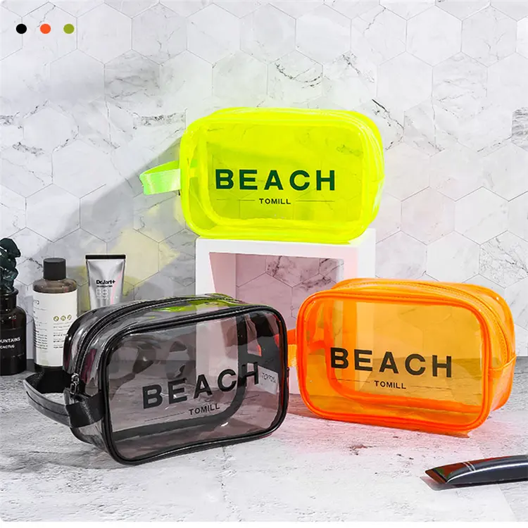卸売カスタムロゴ防水女性の化粧旅行トイレタリー化粧品ジッパーバッグカスタムロゴ透明PVC化粧品バッグ