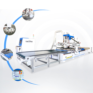 Enrutador CNC de cabezal múltiple de 3 ejes con alimentación automática, corte de sierra, máquina anidadora CNC Atc con sistema de carga y descarga