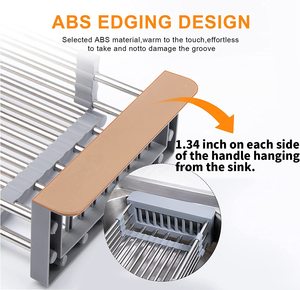 Genişletilebilir bulaşık kurutma rafı lavabo bulaşık kurutma rafı boşaltma yemekleri meyve drenaj paslanmaz çelik raflar mutfak için - Product Image 3
