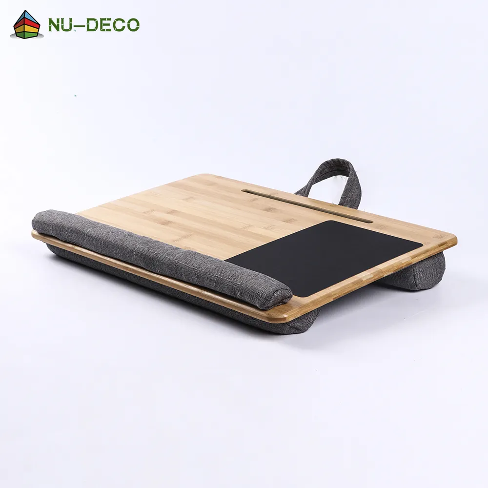 Meja Belajar Laptop Rumah Bahan Bambu, Meja Belajar Tempat Tidur Laptop dengan Bantal Ganda
