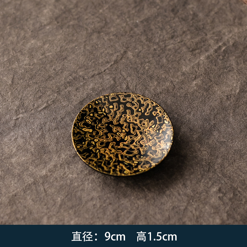 Lacquered coaster with bakelite base - Black and gold single piece