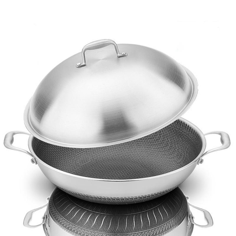 silver wok with lid