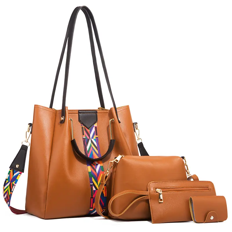 Preço barato Verão Senhoras Mão saco Mulheres Sacola 2023 Tendências Da Moda PU Leather 4 em 1 Bag Set