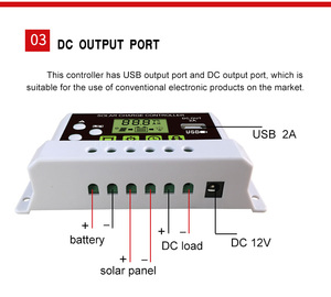 Controlli di ricarica solari intelligenti al litio Lifepo4 Dual USB 12V 24V LCD 10/20/30A Smart PWM - Product Image 3