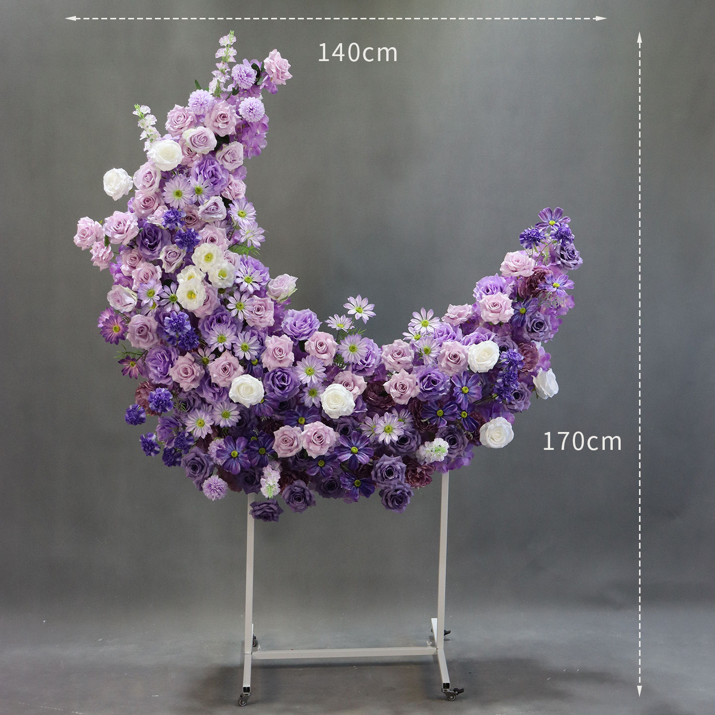 Purple gesang peony moon floral arrangement with wheels