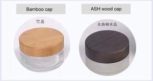 Katı ahşap bambu kapak buzlu cam krem şişesi ile <span class=keywords><strong>3g</strong></span> 15g 30g 50g 150g 200g kapasiteleri kapaklar şişe kapaklar ve kapaklar