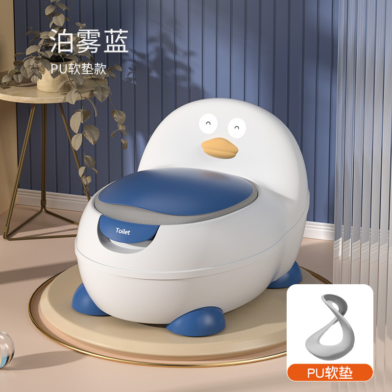 Misty Blue - Siège de toilette Pingouin avec coussin doux en PU