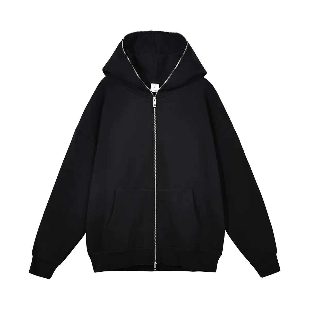 New Custom Metal Zipper Hoodie Hip Hop Brand Loose Casual Cardigan Jacket Zip Up Hoodie