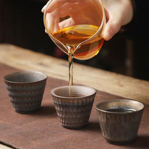 Japanese Coarse Pottery Tea <strong>Cup</strong> Retro Ceramic Kung Fu Set with Gilt Rust Glaze for Wine &amp; Drink Home Use - Product Image 4