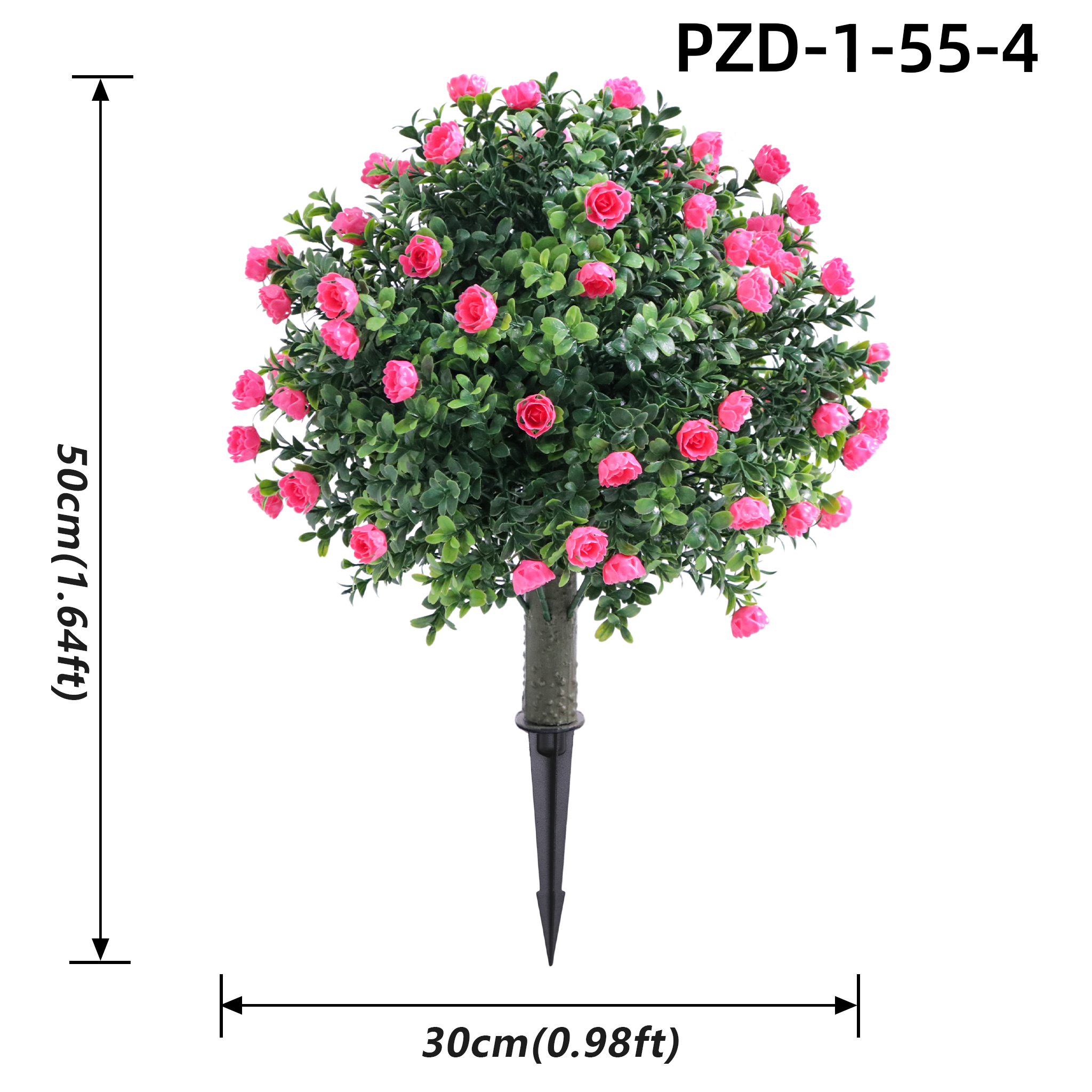 Pink Artificial Rose Small Topiary Ball With Ground Spike